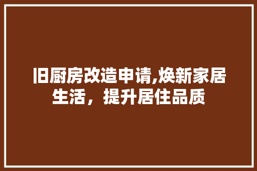 旧厨房改造申请,焕新家居生活，提升居住品质 墙体维修