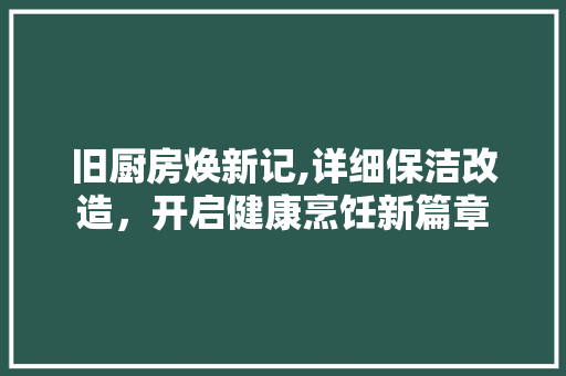 旧厨房焕新记,详细保洁改造，开启健康烹饪新篇章 综合便民