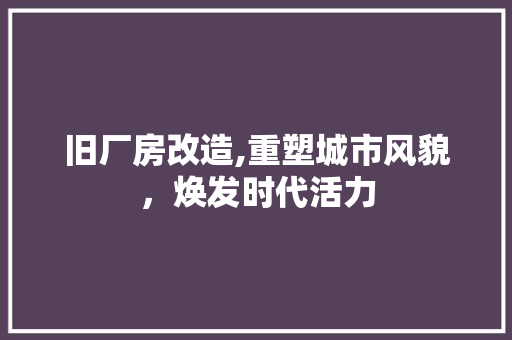 旧厂房改造,重塑城市风貌，焕发时代活力 墙体维修
