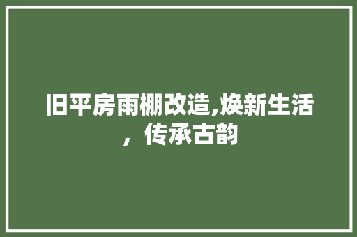 旧平房雨棚改造,焕新生活，传承古韵