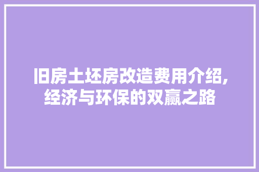 旧房土坯房改造费用介绍,经济与环保的双赢之路 墙体维修