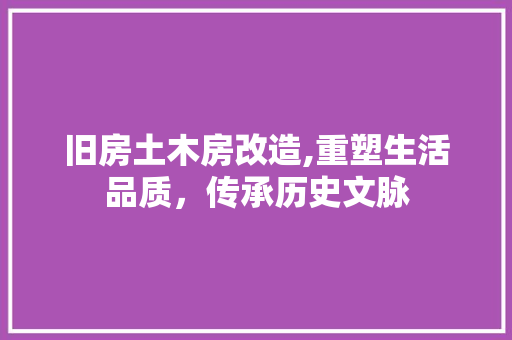 旧房土木房改造,重塑生活品质，传承历史文脉 墙体维修