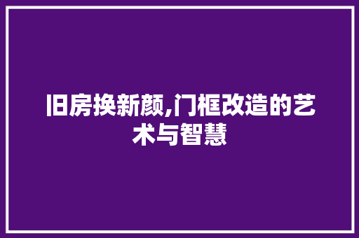 旧房换新颜,门框改造的艺术与智慧 家电维修