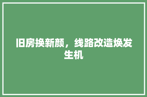 旧房换新颜，线路改造焕发生机 家电维修