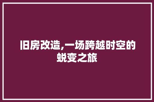 旧房改造,一场跨越时空的蜕变之旅 综合便民