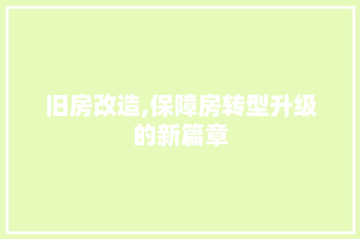 旧房改造,保障房转型升级的新篇章 墙体维修