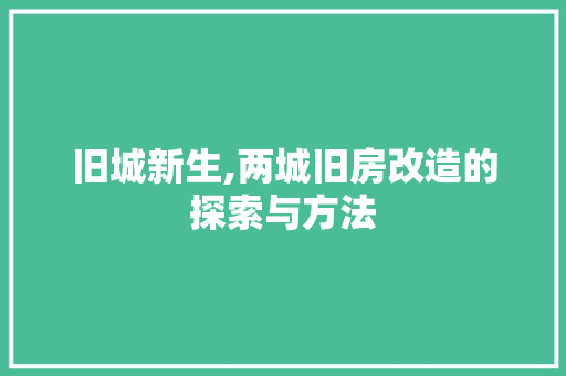 旧城新生,两城旧房改造的探索与方法 汽车维修