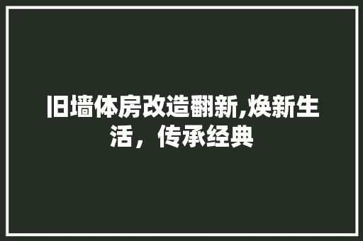 旧墙体房改造翻新,焕新生活，传承经典 家电维修