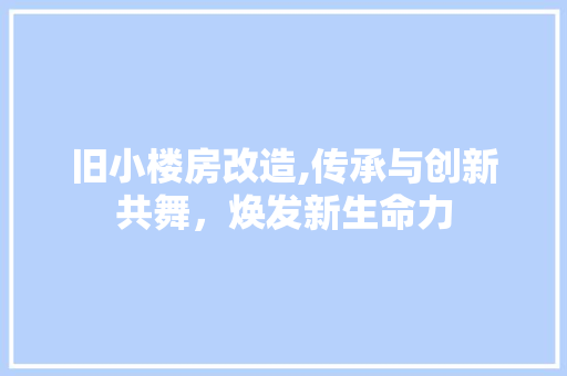 旧小楼房改造,传承与创新共舞，焕发新生命力