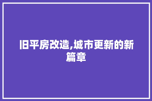 旧平房改造,城市更新的新篇章 家电维修