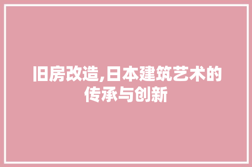 旧房改造,日本建筑艺术的传承与创新 墙体维修