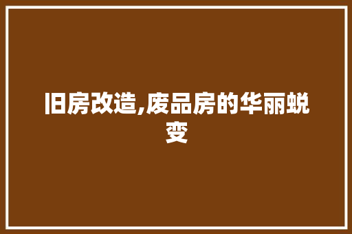 旧房改造,废品房的华丽蜕变 家电维修