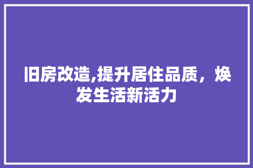 旧房改造,提升居住品质，焕发生活新活力 汽车维修