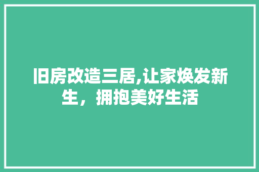 旧房改造三居,让家焕发新生，拥抱美好生活 汽车维修