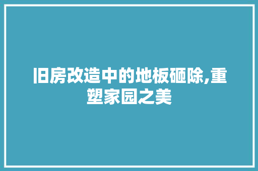 旧房改造中的地板砸除,重塑家园之美 汽车维修