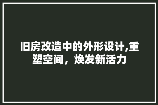 旧房改造中的外形设计,重塑空间，焕发新活力