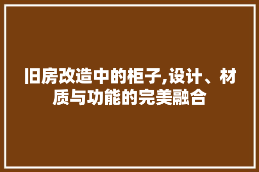 旧房改造中的柜子,设计、材质与功能的完美融合 汽车维修