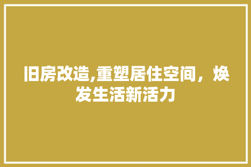 旧房改造,重塑居住空间，焕发生活新活力 家电维修