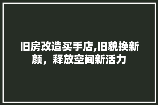 旧房改造买手店,旧貌换新颜，释放空间新活力 综合便民
