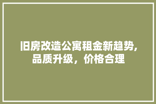 旧房改造公寓租金新趋势,品质升级，价格合理 墙体维修