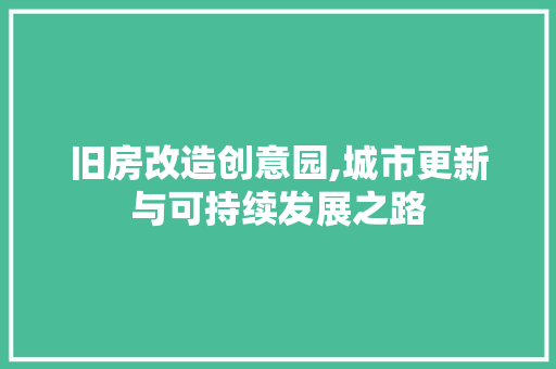 旧房改造创意园,城市更新与可持续发展之路 墙体维修