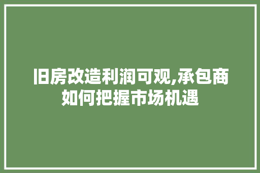 旧房改造利润可观,承包商如何把握市场机遇 墙体维修