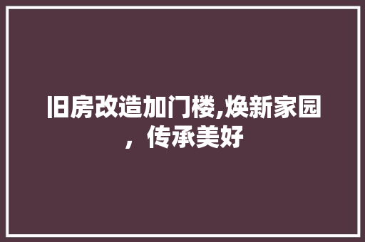 旧房改造加门楼,焕新家园，传承美好 墙体维修