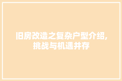 旧房改造之复杂户型介绍,挑战与机遇并存 家电维修