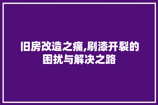 旧房改造之痛,刷漆开裂的困扰与解决之路 汽车维修