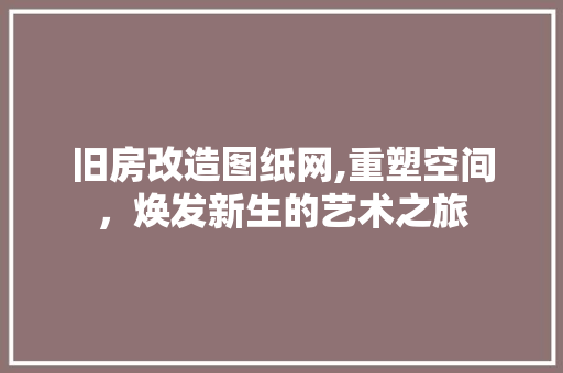 旧房改造图纸网,重塑空间，焕发新生的艺术之旅 综合便民