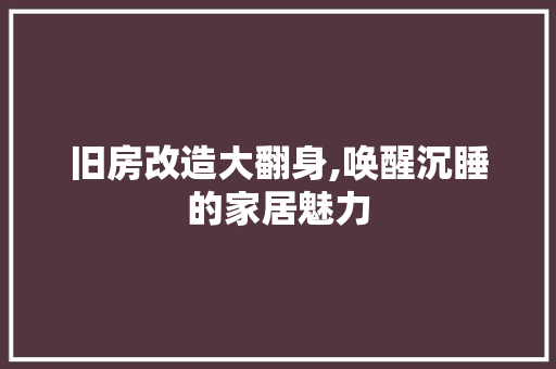 旧房改造大翻身,唤醒沉睡的家居魅力 家电维修