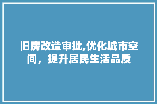 旧房改造审批,优化城市空间，提升居民生活品质 综合便民