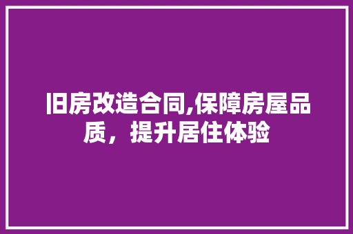旧房改造合同,保障房屋品质，提升居住体验 厨房维修