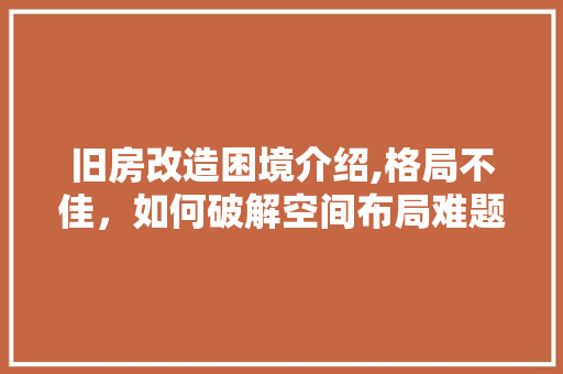 旧房改造困境介绍,格局不佳，如何破解空间布局难题 厨房维修