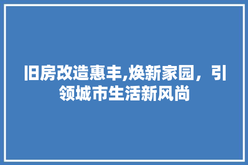 旧房改造惠丰,焕新家园，引领城市生活新风尚