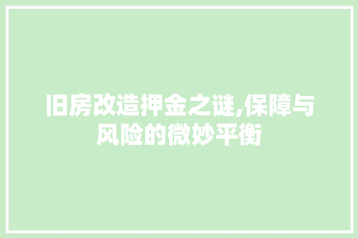 旧房改造押金之谜,保障与风险的微妙平衡 墙体维修