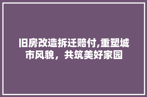 旧房改造拆迁赔付,重塑城市风貌，共筑美好家园 综合便民