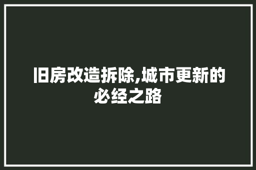 旧房改造拆除,城市更新的必经之路 厨房维修