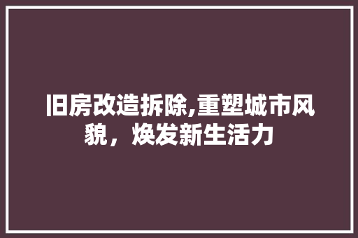 旧房改造拆除,重塑城市风貌，焕发新生活力 墙体维修