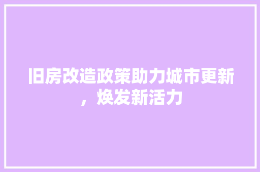 旧房改造政策助力城市更新，焕发新活力 汽车维修