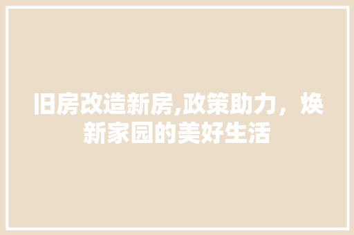 旧房改造新房,政策助力，焕新家园的美好生活 汽车维修