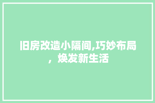 旧房改造小隔间,巧妙布局，焕发新生活 厨房维修
