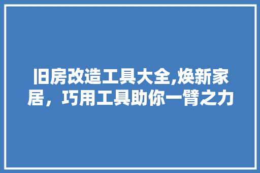 旧房改造工具大全,焕新家居，巧用工具助你一臂之力 厨房维修