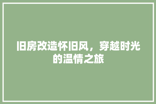 旧房改造怀旧风，穿越时光的温情之旅