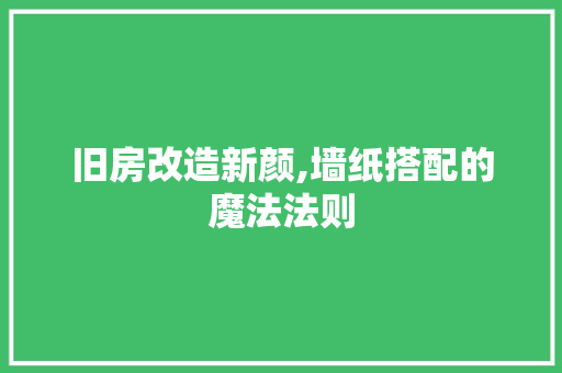 旧房改造新颜,墙纸搭配的魔法法则 综合便民