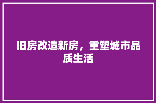 旧房改造新房，重塑城市品质生活 汽车维修