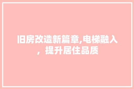 旧房改造新篇章,电梯融入，提升居住品质 墙体维修