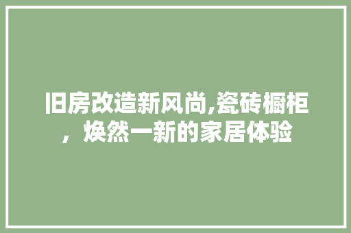 旧房改造新风尚,瓷砖橱柜，焕然一新的家居体验 家电维修